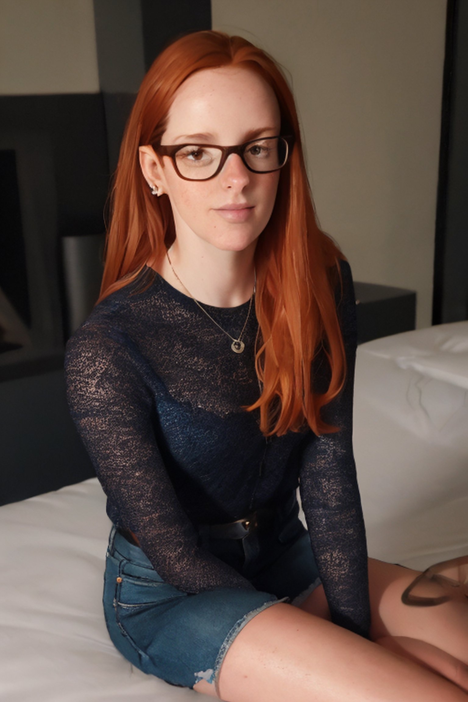 Redhead see through leggings