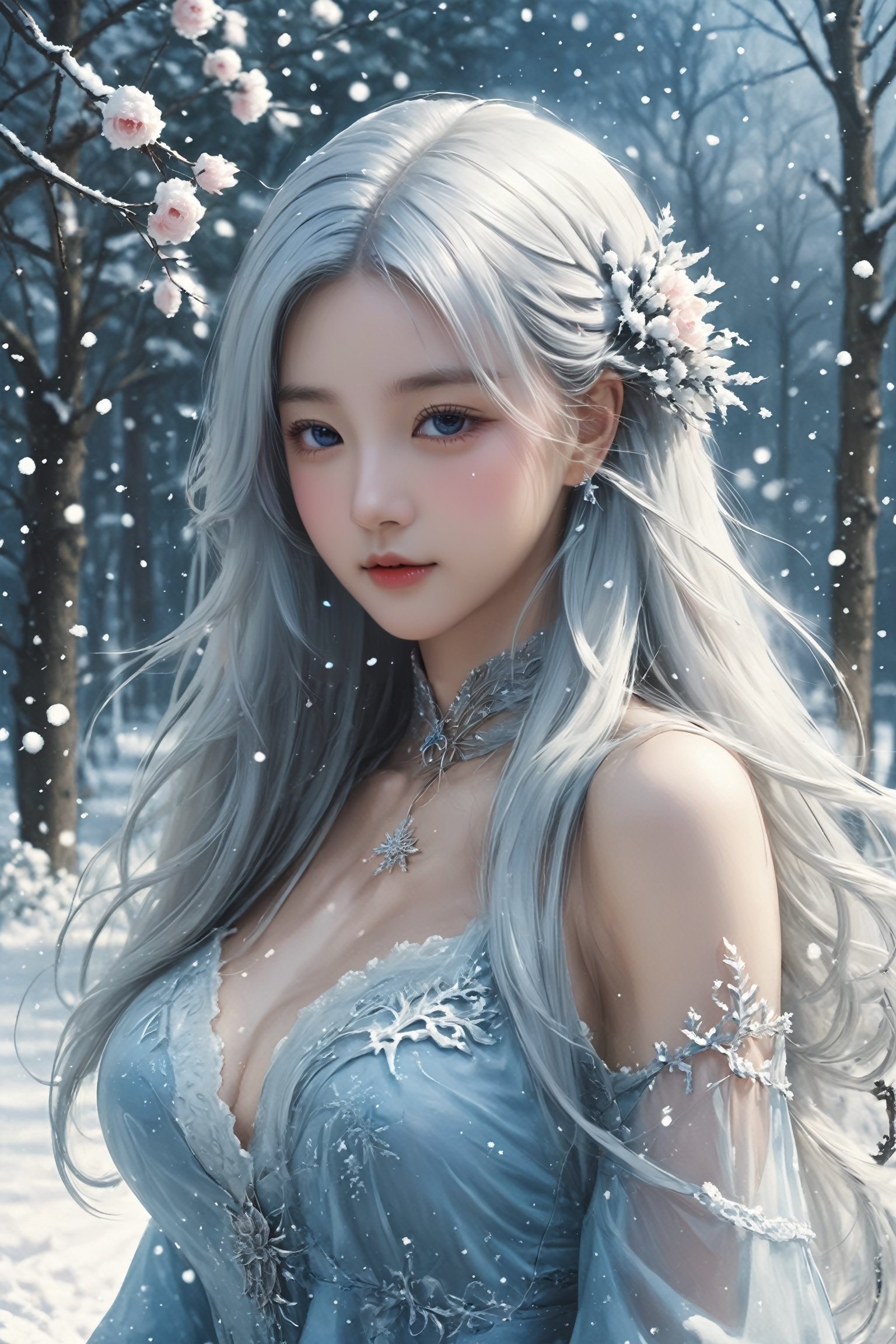 Premium AI Image  Ethereal Beauty A Japanese Maiden Embracing Winter's  Grace