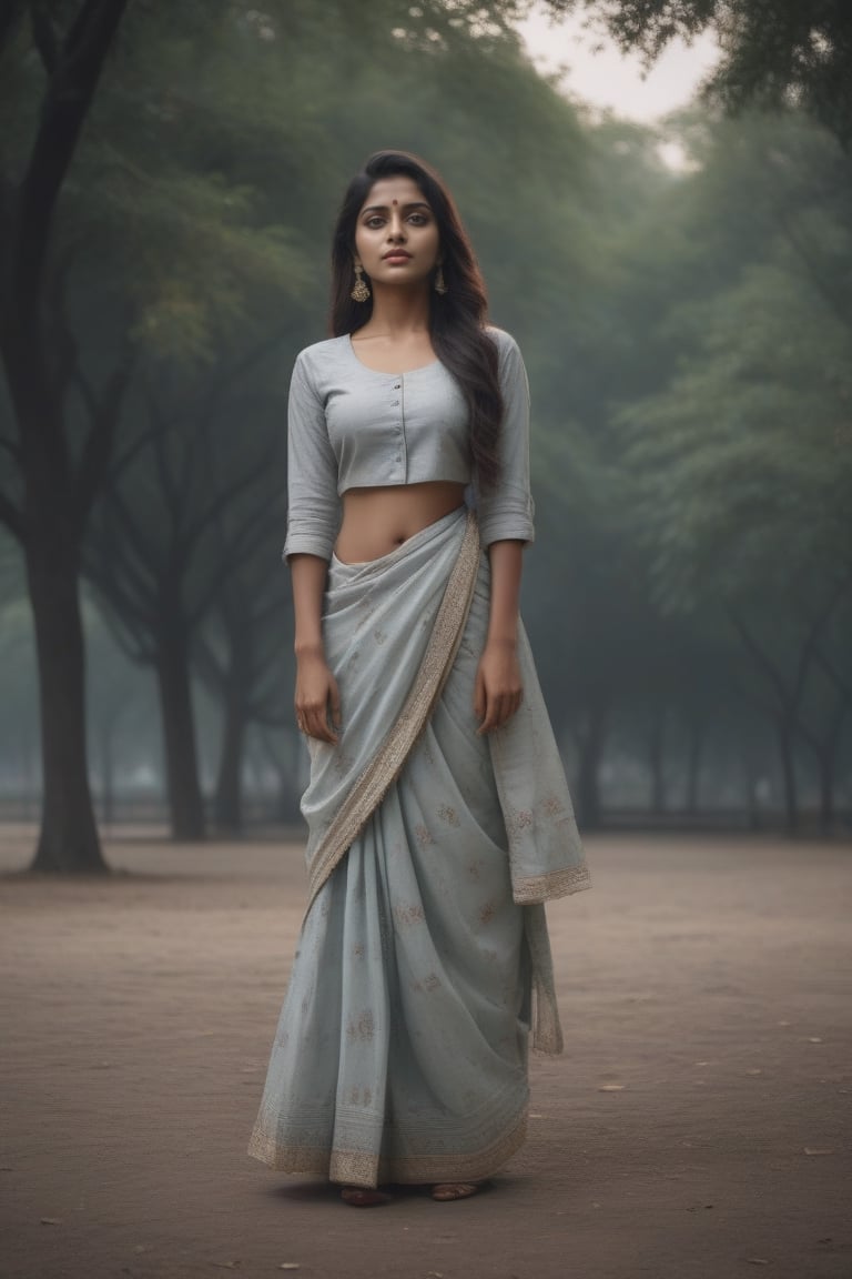 Indian woman in studio, fashion portrait of pose style with arms and  glamour beauty in India.