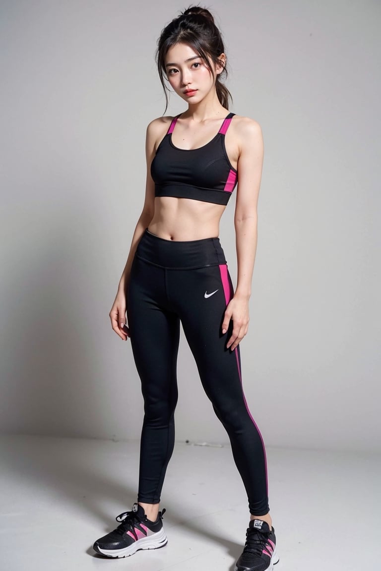 Fit Fitness Slim Woman, Sporty Girl Wearing Hot Gray Sports