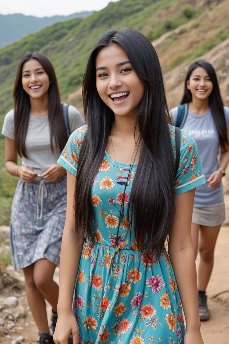 A Group of Young Women, Wearing Colorful Sports Outfits, Doing