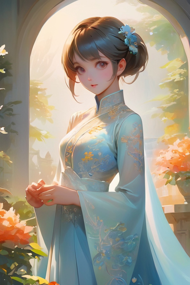 Anime Girl In China Dress Diamond Painting 