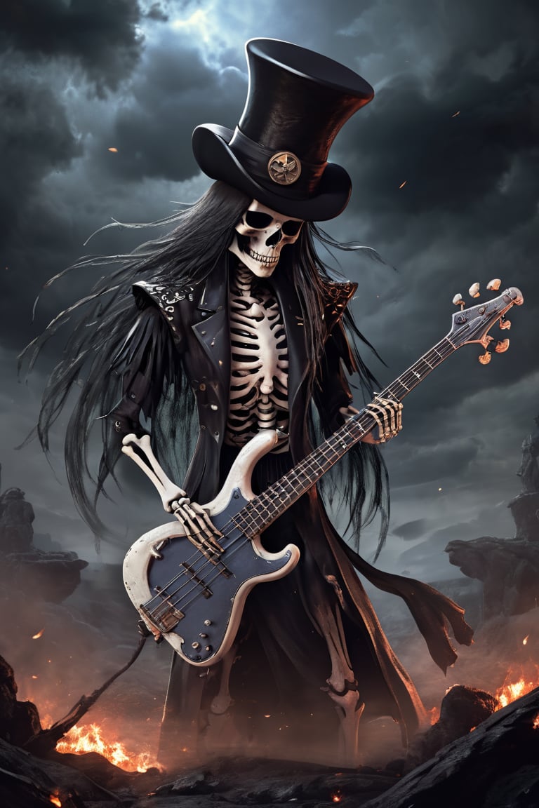 Cool Hip hop Skull Skeleton Play The Guitar - Temu