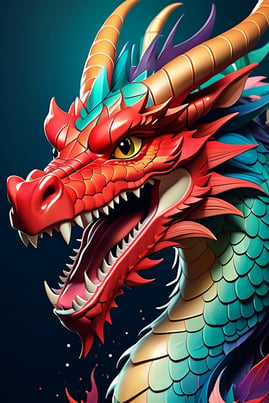 Red Dragon With Watercolor Splash For T Shirt Design Background