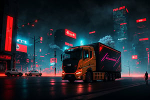 masterpiece, best quality, HDR, highest quality, sharp focus, 8k, smoke background, colorful background, futuristic truck, cyberpunk city

dynamic lights, bokeh, glowing background,