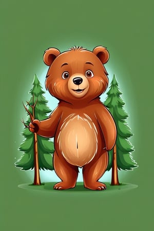 a very cute little bear ((( with the text: "Don't Cut down trees! "))),cartoon logo