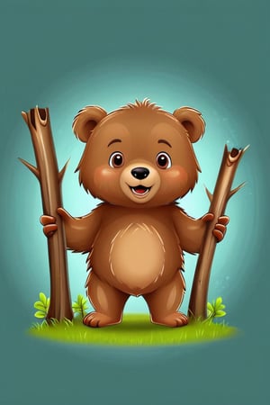 a very cute little bear ((( with the text: "Don't Cut down trees! "))),cartoon logo