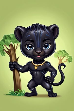 a very cute little Black panther ((( with the text: "Don't Cut down trees! "))),cartoon logo