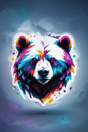 Geometric, minimalist, symmetrical, logo design of colorful bear .vector, white backgound --v 4, purple, pink, blue, light blue, red, light gray, metallic colors ,Leonardo Style,darkart,ghost person