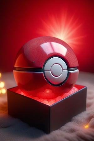 Portrait photo of a pokeball made of substance stone with shining red light inside, minimal pokeball design, elegant, sharp focus, soft lighting, vibrant colors, relic,3D MODEL,Apoloniasxmasbox