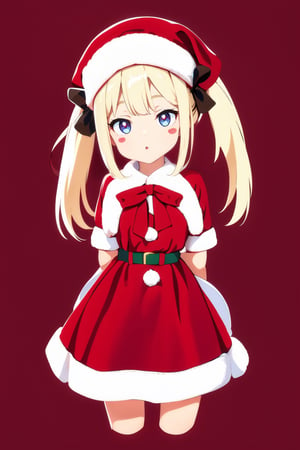 girl vs.、nothing background、without background、background travel、double tails、Two knots、white blonde、beret、bow ribbon、christmahibited、santa、Red dress、kawaii, sticker crop, ,young girl