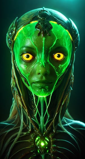  close-up portrait of a disgusting body horror crab/insect female face, decayed decomposing, glowing neon eyes, rancid rusted skin trypophobia:1.2, , covered in wet green slime, exoskeleton, ,  ,  dof, sharp focus, high definition, detailed, intricate, vfx scene by hr giger
,onarmor,futurecamisole,LinkGirl,futuristic alien,tranzp