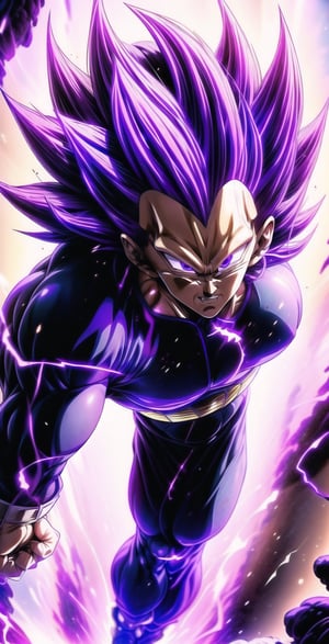 We can visualize the iconic character from the animated series Dragon Ball Z, Vegeta Ultra Ego, full power. (Violet hair:1.9). Perfect violet eyes, with his characteristic blue warrior suit. Flashes of light and electricity surround violet his entire body, violet glow,  with an extremely aggressive appearance, smiling laugh. Machiavellian, cunning, perverse, malignant, evil. His ki is immense and mystical violet color. He is at the culmination of a great battle for the fate of universe 7. The image quality and details have to be worthy of one of the most famous characters in all of anime history and honor him as he deserves. which reflects the design style and details of the great Akira Toriyama. Full body:1.3, face front, battlefield background 



PNG image format, sharp lines and borders, solid blocks of colors, over 300ppp dots per inch, 32k ultra high definition, 530MP, Fujifilm XT3, cinematographic, (photorealistic:1.6), 4D, High definition RAW color professional photos, photo, masterpiece, realistic, ProRAW, realism, photorealism, high contrast, digital art trending on Artstation ultra high definition detailed realistic, detailed, skin texture, hyper detailed, realistic skin texture, facial features, armature, best quality, ultra high res, high resolution, detailed, raw photo, sharp re, lens rich colors hyper realistic lifelike texture dramatic lighting unrealengine trending, ultra sharp, pictorial technique, (sharpness, definition and photographic precision), (contrast, depth and harmonious light details), (features, proportions, colors and textures at their highest degree of realism), (blur background, clean and uncluttered visual aesthetics, sense of depth and dimension, professional and polished look of the image), work of beauty and complexity. perfectly symmetrical body.
(aesthetic + beautiful + harmonic:1.5), (ultra detailed face, ultra detailed perfect eyes, ultra detailed mouth, ultra detailed body, ultra detailed perfect hands, ultra detailed clothes, ultra detailed background, ultra detailed scenery:1.5),



detail_master_XL:0.9,SDXLanime:0.8,LineAniRedmondV2-Lineart-LineAniAF:0.8,EpicAnimeDreamscapeXL:0.8,ManimeSDXL:0.8,Midjourney_Style_Special_Edition_0001:0.8,animeoutlineV4_16:0.8,perfect_light_colors:0.8,SAIYA,yuzu2:0.3,super Saiyan,UE_vegeta,SSJ 3 V2:0.8