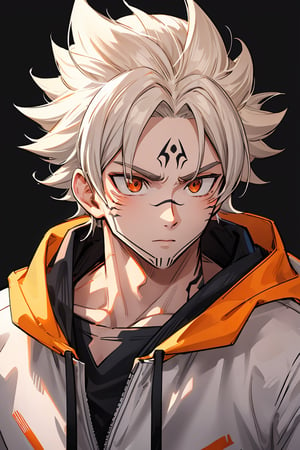 detailed portrait, 1boy, highly detailed clothes, wearing neon coat with hood, beautiful face, robotic, super saiyen, blond hair, brush strokes, 12k, beautiful outfit, wlop, high definition, cinematic, behance contest winner, portrait featured on unsplash, stylized digital art, smooth,raidenshogundef,son goku,sukunatattoo