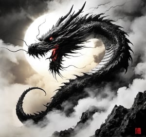 Chinese dragon , laser eye, gamma ray eye, laser eye,,cloud,Special effects, thunder and lightning, particles,,
