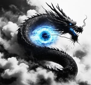 Chinese dragon , laser eye, gamma ray eye, laser eye,,cloud,Special effects, thunder and lightning, particles,,