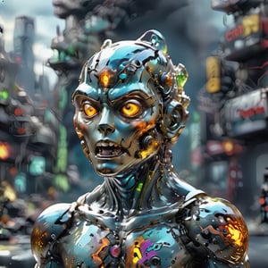 AI theme, portrait, godzilla, cyber, shrak head, ,mecha, glass skin,, glass shiny style,cyborg style, cyberpunk. cyberpunk city, open stance, fighting stance, dynamic, active, screaming, angry, ,<lora:659095807385103906:1.0>
