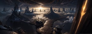 (Masterpiece, Best Quality), highres, (8k resolution wallpaper), ultra-detailed wallpaper, panoramic view, unique, otherworldly, digital illustration, trending on artstation, futuristic, official, original, floating island above the clouds, fantasy art, (cinematic lighting:1.1), sunrise, gradient sky, horizon, (deep depth of field), ancient arcihtecture, alien planet, nostalgic, (ambient lighting), finely crafted detailed, (glass, glass architecture, transparent:1.1), fantastic rendition of a fantasy setting, nature, cloud, intricate design, perfect composition, insanely detailed,  light fluorescence, hyoer-detailed octane render, atmosphere, (concept art),madgod