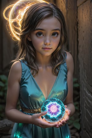 girl holding a mysterios glowing orb