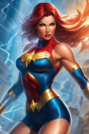 a close up of a woman in a wonder costume, david nakayama, full - body artwork, powerful stance, lisa parker, comic art, top, artgerm and j. dickenson, strong legs, femme fatale