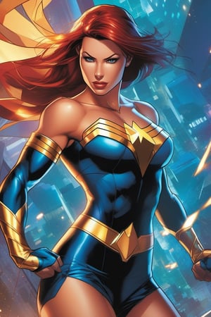 a close up of a woman in a wonder costume, david nakayama, full - body artwork, powerful stance, lisa parker, comic art, top, artgerm and j. dickenson, strong legs, femme fatale