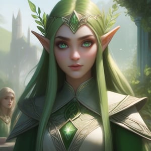 4k, masterpiece, super detailed face, super detailed green eyes,  full body show, feet, hands,  elven female cleric, 1girl