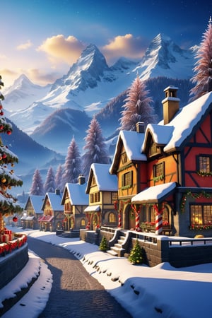 (There is a wonderful scenery that always comes to mind when Christmas approaches. The scenery that appears like a fantasy is so beautiful that it cannot be described in words), Detailed Textures, high quality, high resolution, high resolution Accuracy, realism, color correction, Proper lighting settings, low noise, sharp edges, harmonious composition, award-winning works