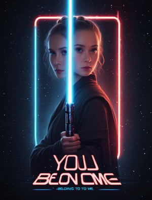 Movie Poster "You belong to me", lightsaber, 8k,  cinematic,  bright light. text logo "You belong to me"