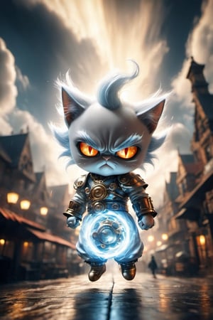 cute angry ghost, saiyan, ripple, high contrast, depth_of_field, ray tracing, atmospheric,Xxmix_Catecat,mythical clouds,3d style,3d,EpicSky,booth,Leonardo Style,HZ Steampunk