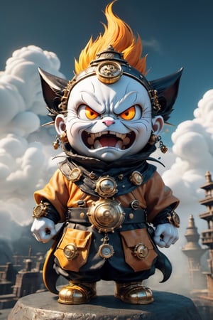 cute angry ghost, saiyan, ripple, high contrast, depth_of_field, ray tracing, atmospheric,Xxmix_Catecat,mythical clouds,3d style,3d,EpicSky,booth,Leonardo Style,HZ Steampunk,oni style