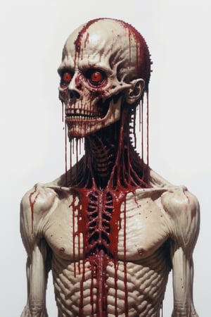 tessellated (humanoid:1.3) by Zdzisław Beksiński,  Leonardo Style, pixel art,pixel, (white background:1),aesthetic portrait,Monster,blood