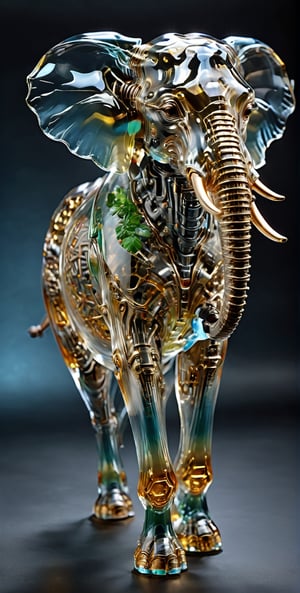 ((Masterpiece)), ((Top Quality)), 8k, High Detail, Super Detail, (Sophisticated Stealth), ((Mechanical African Elephant: 1.5)), Accurate Anatomy, Rich Plants, (Grassland Creatures), (Grasslands: 1.5), (Mechanical parts: 1.3), Skeleton body, (Transparent: 1.5), c1bo, (Do not draw human bodies: 1.5),