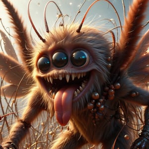 An extreme macroscopic close up of a ants mouth, face and body and wings, sporadic hairs, Bitey, stinging pointing things, sucking probes, digital artwork by Beksinski,potma style,action shot, fur pirates