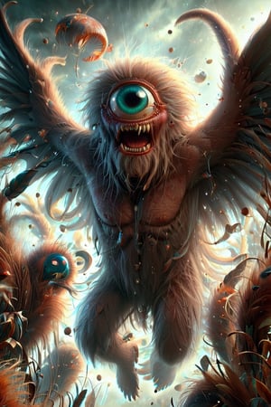 An extreme macroscopic close up of a bats mouth, face and body and wings, sporadic hairs, Bitey, stinging pointing things, sucking probes, digital artwork by Beksinski,potma style,action shot, in the style of esao andrews,stworki,cyclops
