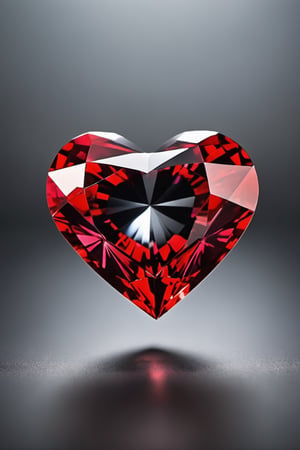 solo, simple background, heart, grey background, blurry, gradient, gradient background, no humans, depth of field, rose, black background, gem, crystal, red gemstone, still life