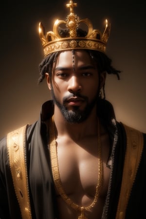 the coronation of a dark skin African Songhai king bearded strong black man negro black man Songhai