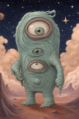 donald trump creature in outer space, celestial adventures, and intergalactic friendships. Nebulaic clouds, cosmic swirls, and extraterrestrial landscapes. Infuse Potma's playful cosmic themes into your artwork featuring adorable and fluffy extraterrestrial beings.,(potma style:1.05), detailed, ,potma style