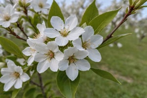 Pear flowers are in full bloom in the orchard.

Ultra-clear, Ultra-detailed, ultra-realistic, ultra-close up, Prevent facial distortion,