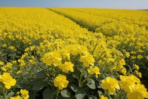 Rape flowers bloomed all at once in the field.

Ultra-clear, Ultra-detailed, ultra-realistic, ultra-close up, Prevent facial distortion,