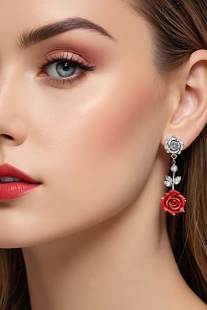 Rose-shaped earrings worn by a beautiful woman


Ultra-clear, Ultra-detailed, ultra-realistic, Distant view. full body shot