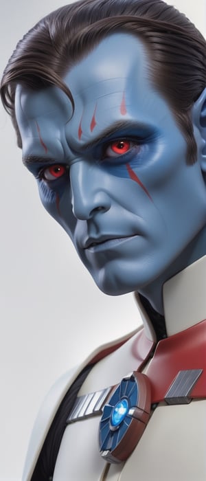 ((masterpiece, best quality)),Adrimal Thrawn, ((Vibirant Blue skin)), Red Eys, (white Admiral outfit), star wars,detailed face,perfect eyes,detailed hands,light background,mix of fantasy and realistic elements,vibrant manga,uhd picture , crystal translucency, vibrant artwork,fairy,SMMars. Fit body.,Germany Male,man