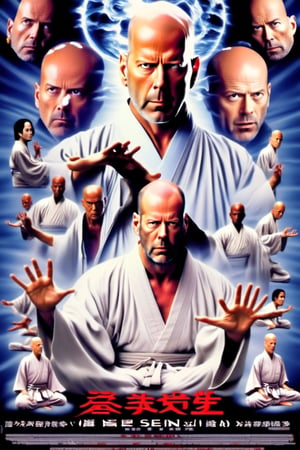 Movie poster of "The Sixth Sensei" starrying Bruce Willis as a Zen Master. Movie poster page "Sixth Sensei"