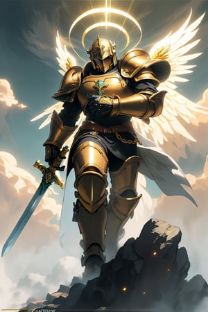 Take a deep breath and let's work step by step on this problem.expert consistency,dynamic action pose,FIBONACCI WATERMARK INVISIBLY DISPLAYED,a painting of a man in armor holding a sword, adeptus custodes centurion, glowing golden aura, necromunda, biblical accurate angel, bright yellow and red sun, perfect face template, inverse dark glowing power aura, bolsonaro, golden engines, games workshop, to honor jupiter, full body extreme closeup, golden feathers, holy inquisition,1boy, armor, glowing, lens flare, male focus, solo, sun, weapon , High-res, impeccable composition, lifelike details, perfect proportions, stunning colors, captivating lighting, interesting subjects, creative angle, attractive background, well-timed moment, intentional focus, balanced editing, harmonious colors, contemporary aesthetics, handcrafted with precision, vivid emotions, joyful impact, exceptional quality, powerful message, in Raphael style, unreal engine 5,octane render,isometric,beautiful detailed eyes,super detailed face and eyes and clothes,More Detail,,blessedtech