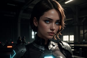 sci fi character art, cool artwork, futuristic style, in the style of 32k uhd, atey ghailan, geoff johns, dark yellow and gray, (futuristic dress, glowing dress), (detailed face, upper body:1.2), (detailed eyes, glowing eyes:1.2), shiny skin, realistic brown hair

panasonic lumix s pro 50mm f/1.4, techpunk, knightcore, futuristic, (detailed background), detailed landscape, 

masterpiece, best quality, realistic, side light, volumetric light, rich colors, dramatic lighting, (full dual colour lighting:1.2), (hard dual colour lighting:1.4), fine detail, absurdres, extremely detailed, depth of field, ((realistic lighting)) ultra highres, (masterpiece:1.2), (ultra detailed), (best quality), intricate, comprehensive cinematic, magical photography, (gradients), colorful, 