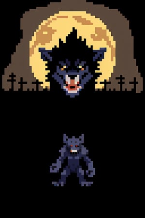 A werewolf is about to attack the villagers,Dark environment
