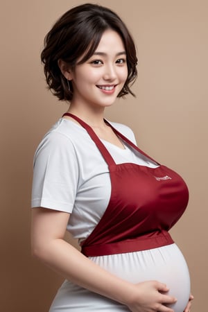 YKN_Basic2
((model posing, upper body)), 1 girl, huge_belly_pregnant, YUKO, short-hair, smile, huge_breasts, huge_ass, dark red_apron, t_shirt, no_background,