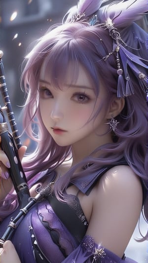 ((masterpiece:1.4)), ((best quality:1.4)), ((ultra_highres)), 8k, 1girl, purple_hair, glitters, super HD, dark, upper_body, purple dress, ultra_detailed, pixiv, trending on danbooru, ((anime style)), niji-5,photo r3al,xxmixgirl,6000,bagpipeqr,yua_mikami