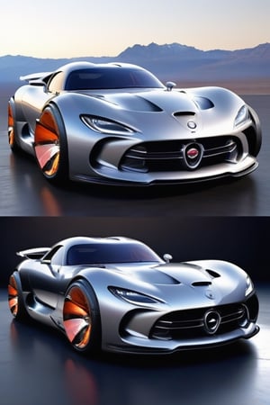 a concept car with Dyson spheres as wheels that create anti gravity to fly and hover futuristic in style of Dodge Viper and Mercedes McLaren