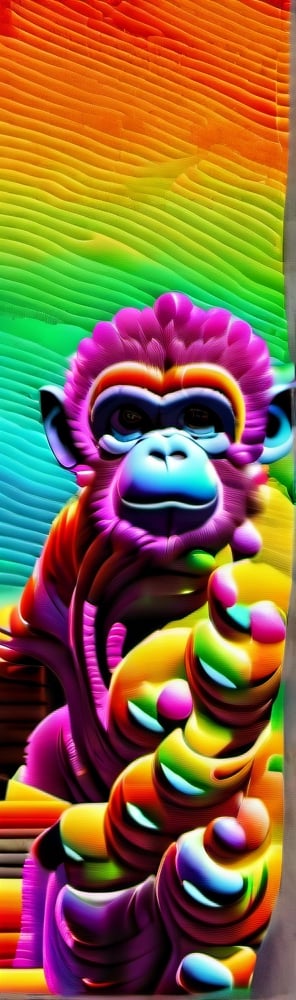 
full-body picture .Generate hyper realistic image of an ancient psychedelic scroll featuring an ink wash painting of a monkey eating a bag of gummy bears and brownies, surrounded by bananas, creating an evocative piece reminiscent of classical psychedelic acid art, Movie Poster,Movie Poster, sharp focus, intense colors, vibrant colors, chromatic aberration,MoviePosterAF, UHD, 8K,