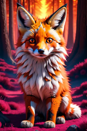 portrait of the cutest acid trip red fox ever, fluffy, photorealistic, soft lighting, unreal engine psychedelic 